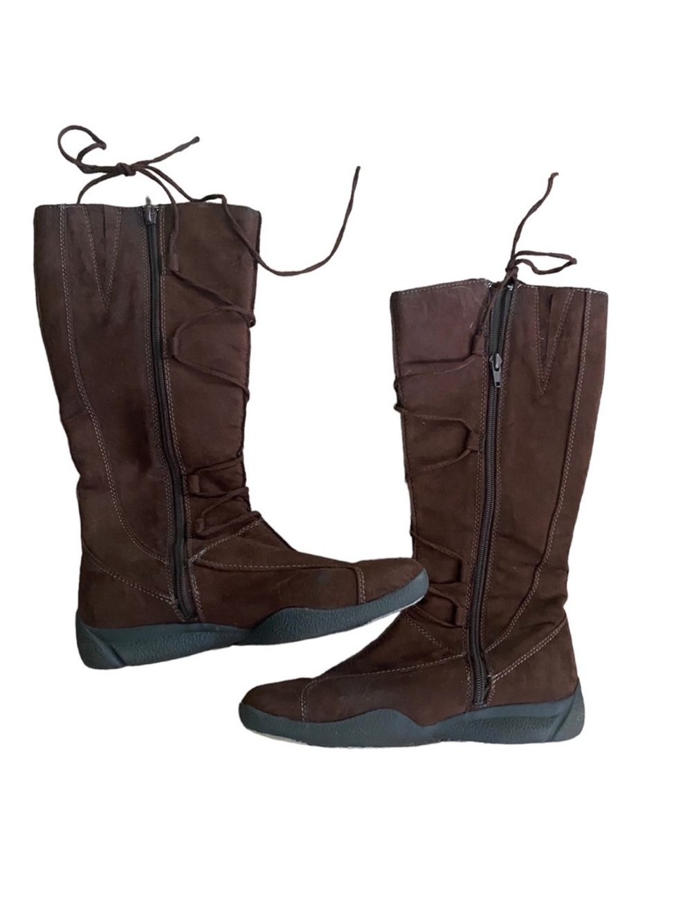 Airwalk Women's Dark Brown Over-the-Knee Suede Boots with Side Zip